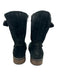 Ugg Shoe Size est 6 Black Suede Upper Shearling Low Stacked Heel Mid Calf Boots Black / est 6
