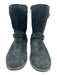 Ugg Shoe Size est 6 Black Suede Upper Shearling Low Stacked Heel Mid Calf Boots Black / est 6
