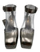 Yves Saint Laurent Shoe Size 38.5 Pewter Leather Square Toe Ankle Strap Pumps Pewter / 38.5