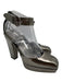Yves Saint Laurent Shoe Size 38.5 Pewter Leather Square Toe Ankle Strap Pumps Pewter / 38.5