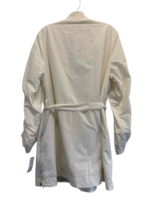 Liviana Conti Size 48 Ivory White Polyester Snap & Zip Coat Ivory White / 48