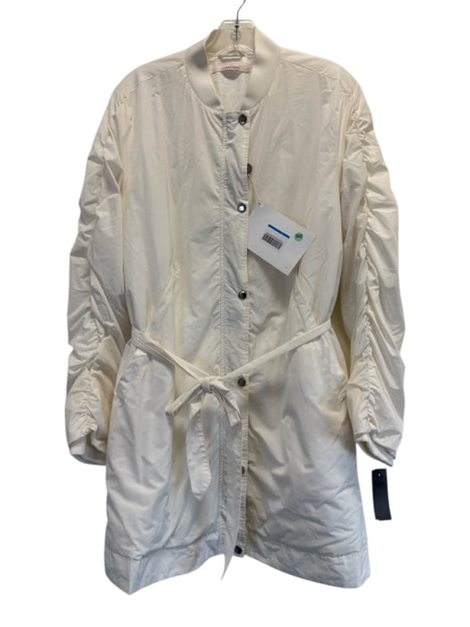Liviana Conti Size 48 Ivory White Polyester Snap & Zip Coat Ivory White / 48