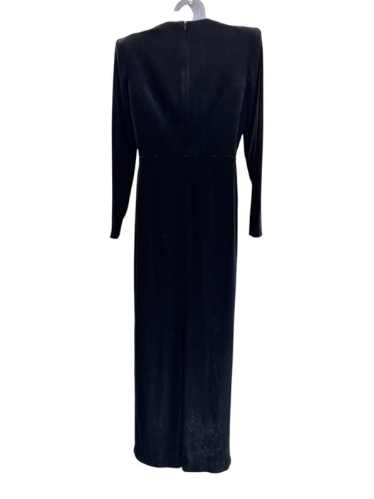 Alex Perry Size 14 Black Polyester Blend Velvet Deep V Back Slit column Gown Black / 14