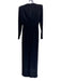Alex Perry Size 14 Black Polyester Blend Velvet Deep V Back Slit column Gown Black / 14