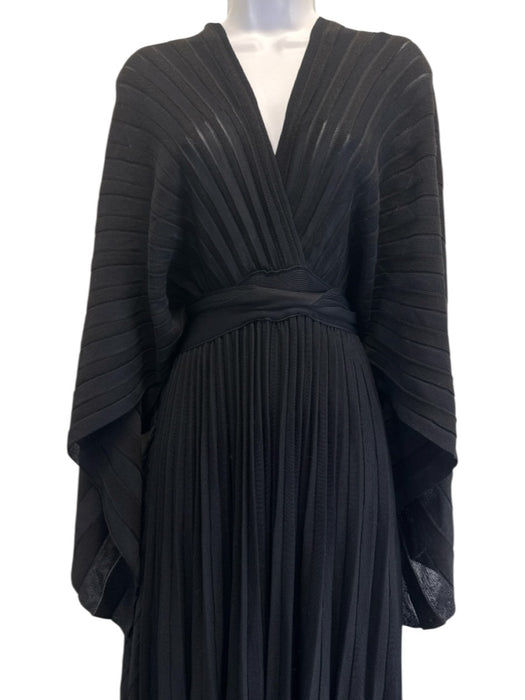 Valentino Size L Black & Navy Blue Viscose Blend Knit Stripe Dolman Sleeve Gown Black & Navy Blue / L