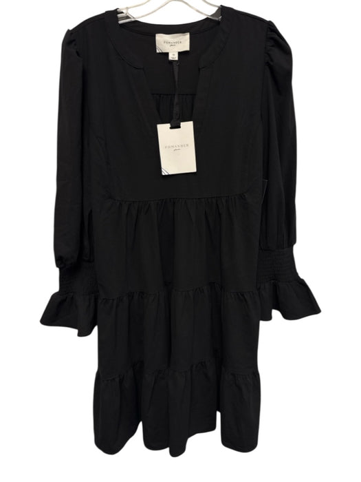 Pomander Place Size M Black Polyester Blend shirred cuffs Long Sleeve Dress Black / M