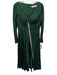 Mac Duggal Size 6 Emerald Green Polyester Blend Velvet Trim Plunge Midi Dress Emerald Green / 6