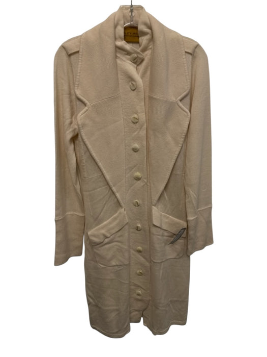 Hanley Mellon Size M Pale Peach Cashmere Pockets Button Down Lapel Midi Dress Pale Peach / M
