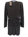 Saint Laurent Size 38 / S Black & Silver Viscose Beaded Plunge Mini Dress Black & Silver / 38 / S