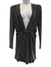 Saint Laurent Size 38 / S Black & Silver Viscose Beaded Plunge Mini Dress Black & Silver / 38 / S