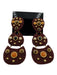 Tuckernuck Brown, Gold, Multi Textile Gemstone Post Back Tiered Earrings Brown, Gold, Multi