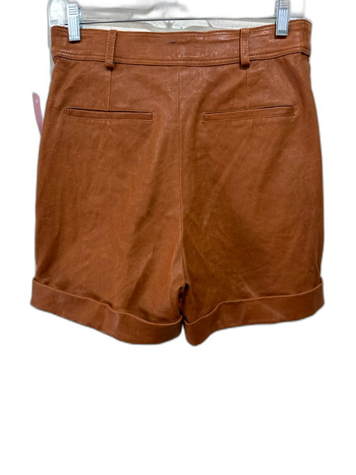 Frame Size 2 Brown Lamb Skin High Rise Pleats Zip Fly Cuffed Shorts Brown / 2