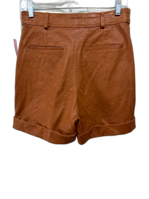 Frame Size 2 Brown Lamb Skin High Rise Pleats Zip Fly Cuffed Shorts Brown / 2