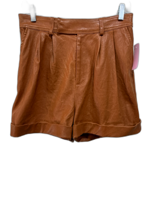 Frame Size 2 Brown Lamb Skin High Rise Pleats Zip Fly Cuffed Shorts Brown / 2