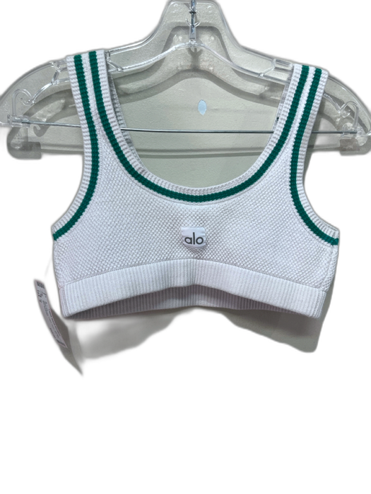 Alo Size S White & Green Cotton Stripe Bra Knit Mini Skirt Set White & Green / S