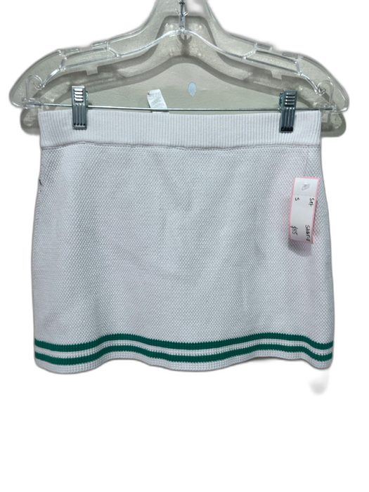 Alo Size S White & Green Cotton Stripe Bra Knit Mini Skirt Set White & Green / S