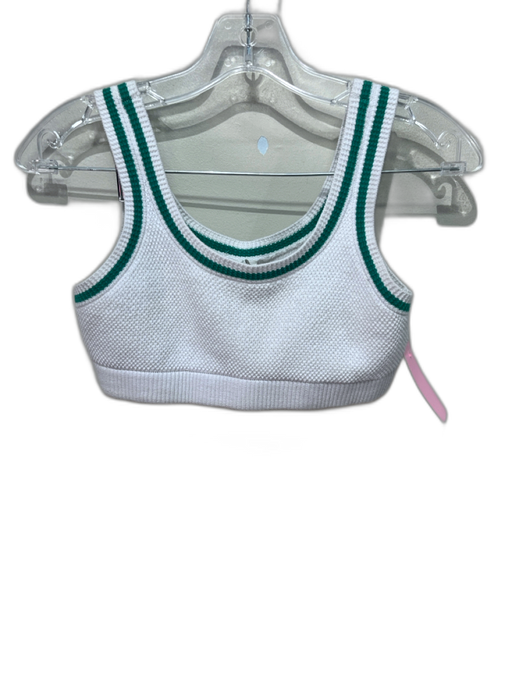 Alo Size S White & Green Cotton Stripe Bra Knit Mini Skirt Set White & Green / S