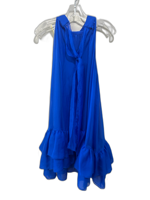 Alice + Olivia Size M Blue Polyester Chiffon Halter tie neck Ruffle Hem Dress Blue / M