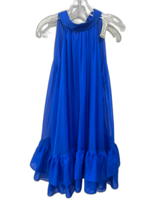 Alice + Olivia Size M Blue Polyester Chiffon Halter tie neck Ruffle Hem Dress Blue / M