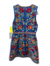 Alice + Olivia Size S Blue, Red & Multi Polyester Sleeveless Beaded V Neck Dress Blue, Red & Multi / S