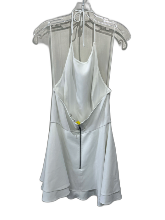 Alice + Olivia Size S White Polyester Halter Tie Neck A-Line Layered Hem Dress White / S