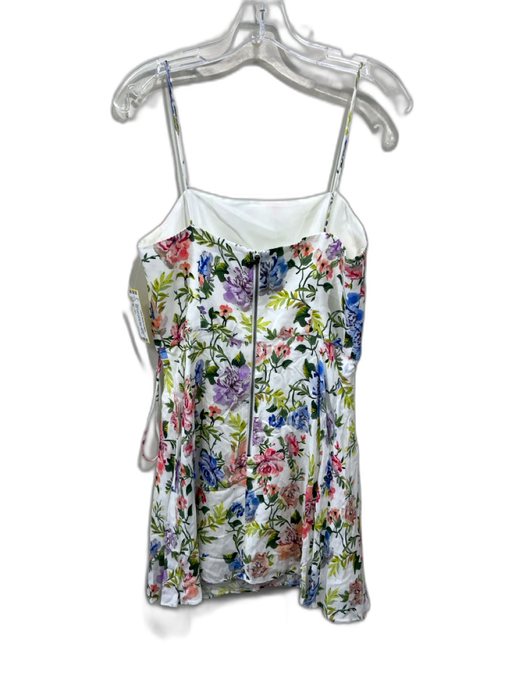Alice + Olivia Size M White & Multi Viscose Blend Spaghetti Strap Floral Dress White & Multi / M