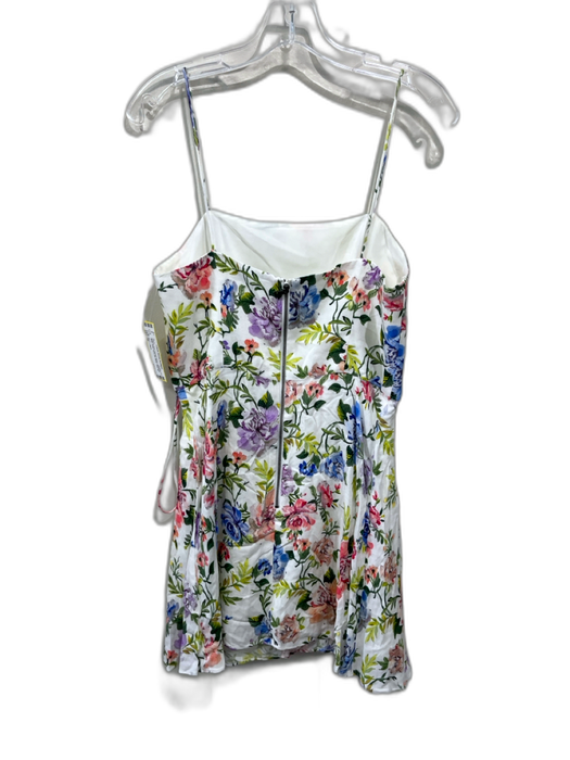 Alice + Olivia Size M White & Multi Viscose Blend Spaghetti Strap Floral Dress White & Multi / M