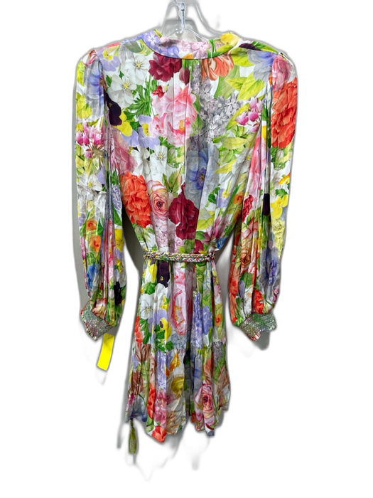 Alice + Olivia Size S Multi Color Viscose Blend Long Sleeve Floral Print Dress Multi Color / S