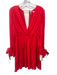 Alice + Olivia Size S Red Viscose Blend Long Sleeve Crinkle Pleat V Neck Dress Red / S