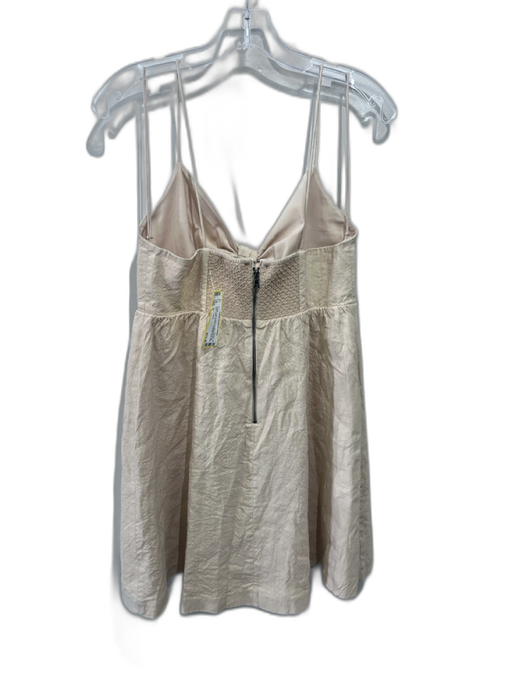 Alice + Olivia Size S Beige Linen & Viscose Spaghetti Strap Bow Detail Dress Beige / S