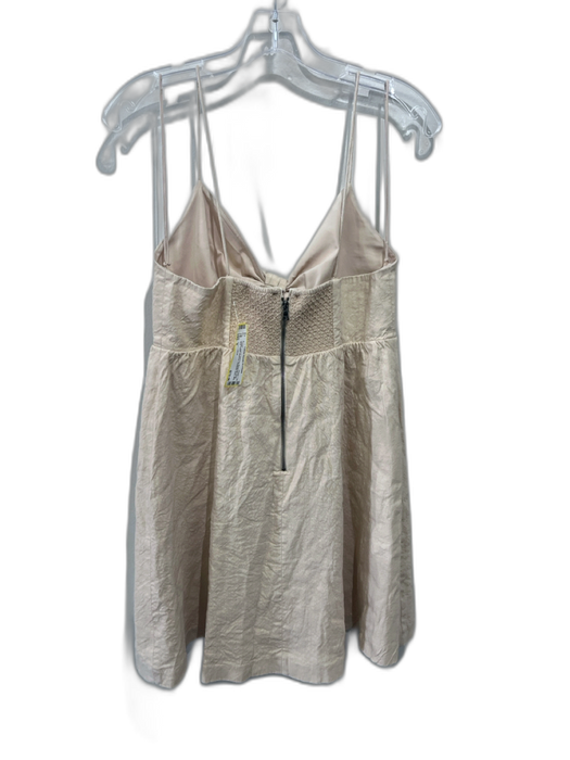 Alice + Olivia Size S Beige Linen & Viscose Spaghetti Strap Bow Detail Dress Beige / S