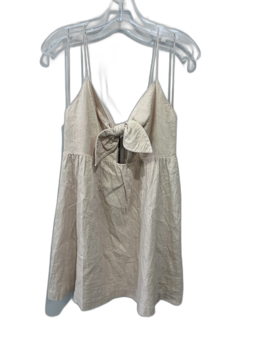 Alice + Olivia Size S Beige Linen & Viscose Spaghetti Strap Bow Detail Dress Beige / S