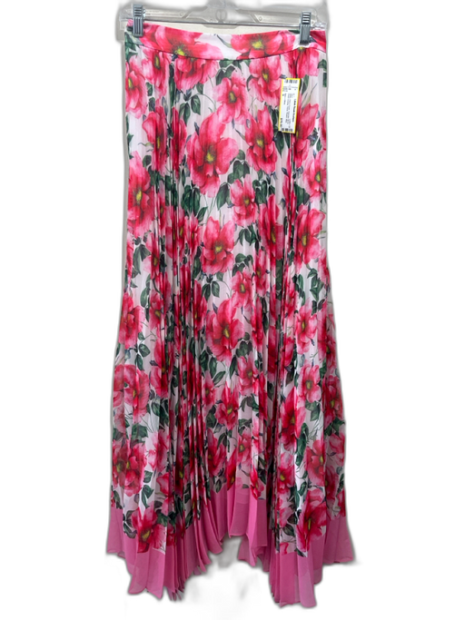 Alice + Olivia Size S White, Pink & Green Polyester Blend Sheer Overlay Skirt White, Pink & Green / S