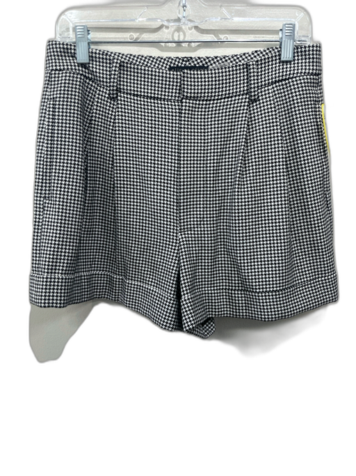 Alice + Olivia Size M Black & White Polyester & Viscose Houndstooth Mini Shorts Black & White / M