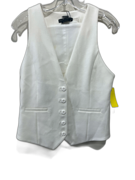 Alice + Olivia Size S White Polyester & Viscose Button Up Vest Cuffed Short Set White / S
