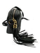 Gucci Black Leather Interlocking GG Zip Top Tassel Detail Crossbody Bag Black
