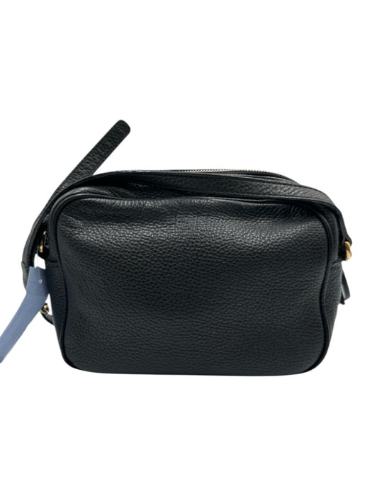 Gucci Black Leather Interlocking GG Zip Top Tassel Detail Crossbody Bag Black