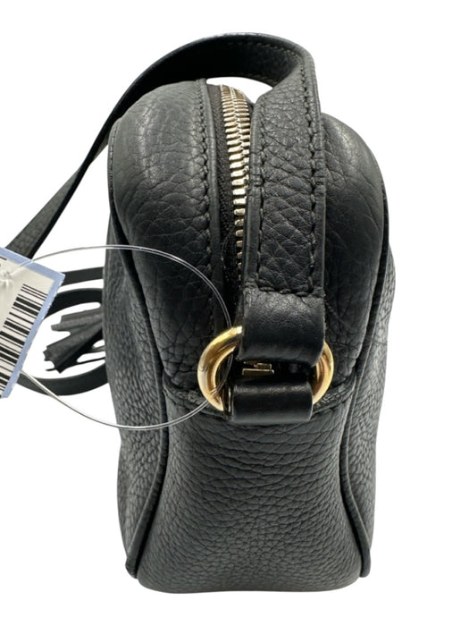 Gucci Black Leather Interlocking GG Zip Top Tassel Detail Crossbody Bag Black