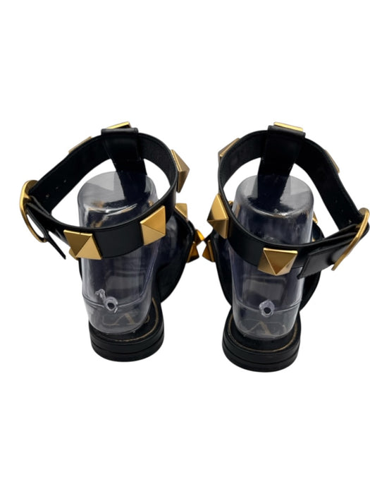 Valentino Garavani Shoe Size 41 Black & Gold Tone Leather Upper Rockstud Flats Black & Gold Tone / 41