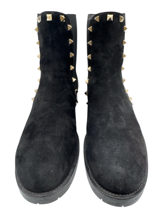 Valentino Garavani Shoe Size 41 Black & Gold Tone Leather Upper Rockstud Boots Black & Gold Tone / 41