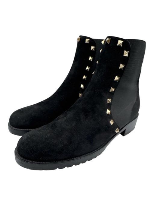 Valentino Garavani Shoe Size 41 Black & Gold Tone Leather Upper Rockstud Boots Black & Gold Tone / 41