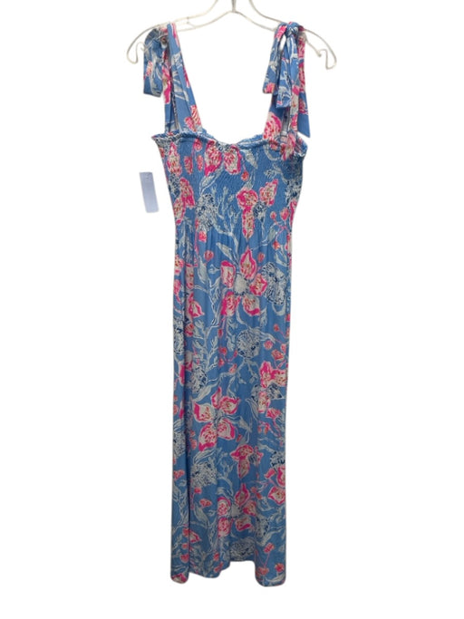 Lilly Pulitzer Size S Blue, Pink & White Rayon Blend Tie Shoulder Floral Dress Blue, Pink & White / S