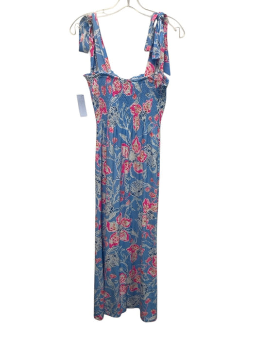 Lilly Pulitzer Size S Blue, Pink & White Rayon Blend Tie Shoulder Floral Dress Blue, Pink & White / S