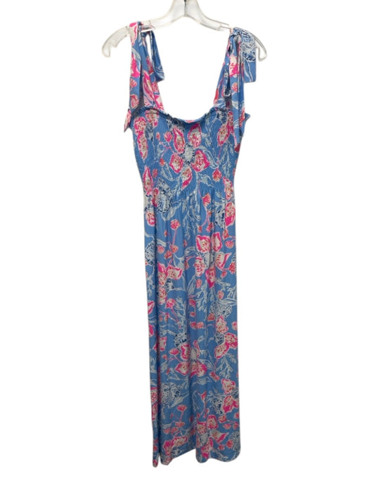 Lilly Pulitzer Size S Blue, Pink & White Rayon Blend Tie Shoulder Floral Dress Blue, Pink & White / S