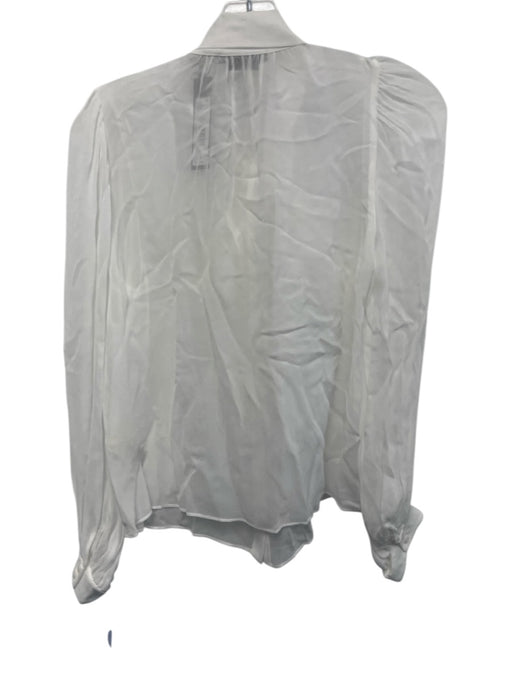 Alice + Olivia Classics Size S White Viscose Long Balloon Sleeve Button Up Top White / S