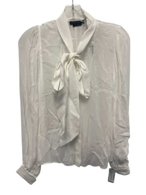 Alice + Olivia Classics Size S White Viscose Long Balloon Sleeve Button Up Top White / S