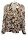 Alice + Olivia Size S Cream White, Red & Green Silk Blend Floral Burnout Top Cream White, Red & Green / S