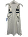 Tory Burch Size M White & Navy Blue Polyester Striped Quarter Button Polo Dress White & Navy Blue / M