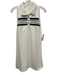 Tory Burch Size M White & Navy Blue Polyester Striped Quarter Button Polo Dress White & Navy Blue / M
