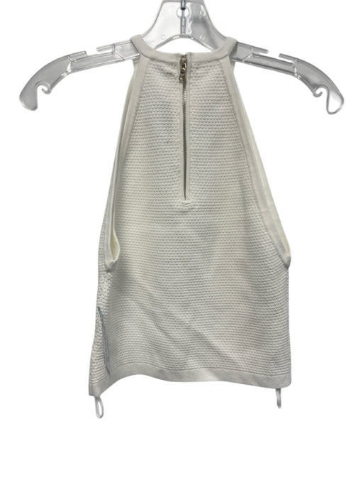 Alice + Olivia Size M White Viscose Blend Textured Knit Sleeveless high neck Top White / M